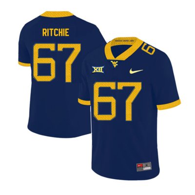 Men's West Virginia Mountaineers NCAA #67 Josh Ritchie Navy Authentic Nike 2019 Stitched College Football Jersey FO15X38QA